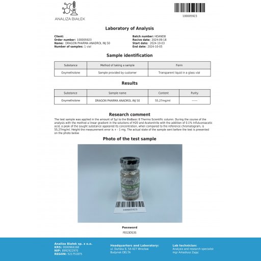 Anadrol Inj - Oxymetholone - Dragon Pharma, Europe