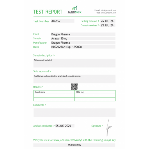 Anavar 10 (Oxandrolone) - Oxandrolone - Dragon Pharma, Europe