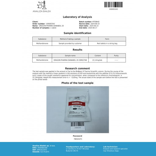 Dianabol 20 mg - Methandienone - Dragon Pharma, Europe