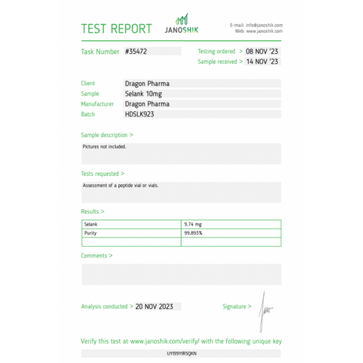 Selank 10mg - Selank - Dragon Pharma, Europe