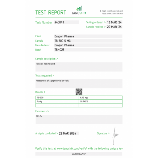 TB 500 - Thymosin beta 4 - Dragon Pharma, Europe